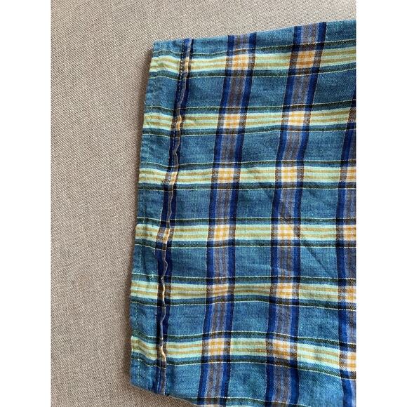 Rochester Shirt Mens Blue Plaid 100% Linen Button Up short sleeves Size-3X - Picture 8 of 8